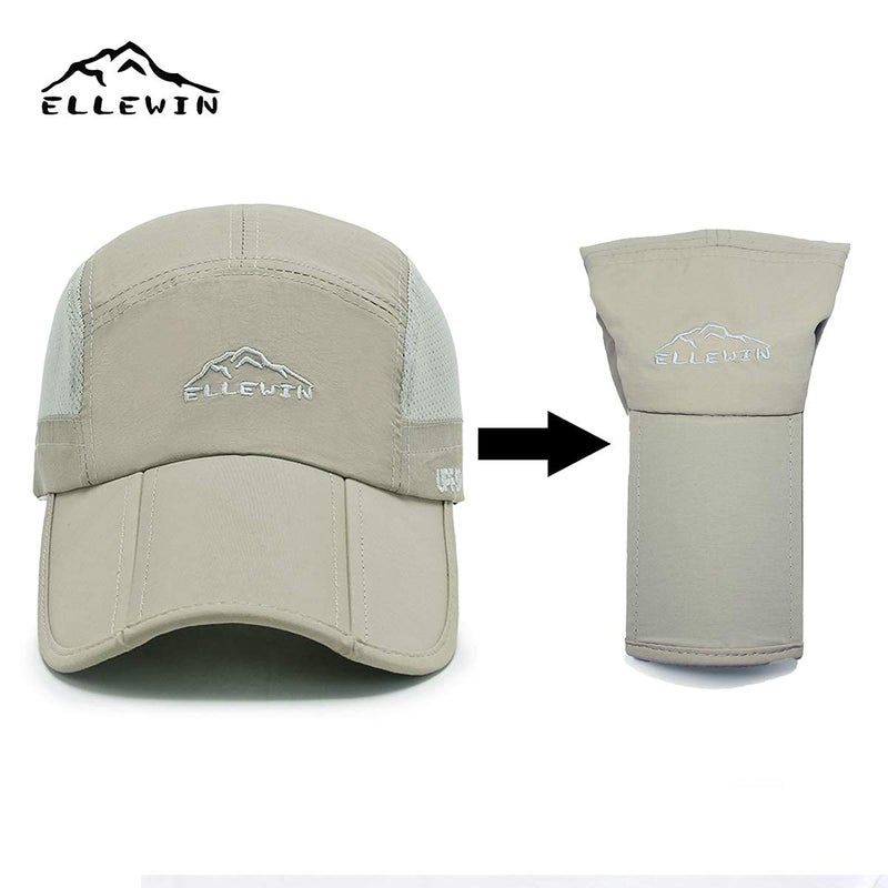 ELLEWIN Men's Baseball Cap UPF50 Hat W/Foldable Long Large Bill,One Size,Khaki - Image 3